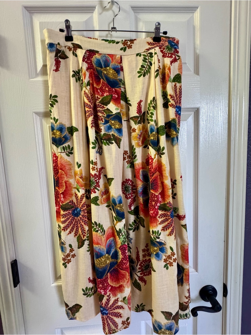 Tahari Cream Midi Skirt with Multicolor Floral Print